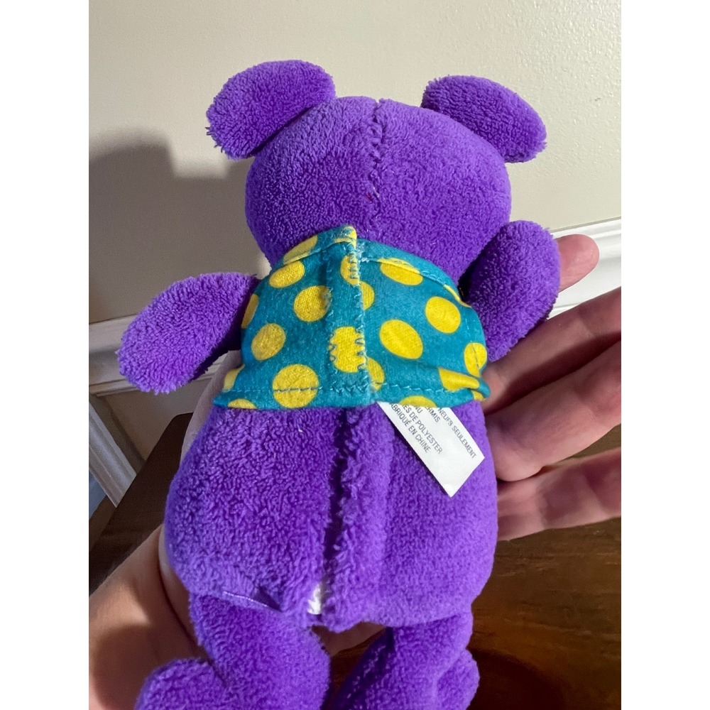 Vintage Purple Sing-a-ma-Jig Plush Toy Teal Yellow Polka Dot Shirt - Picture 3 of 5